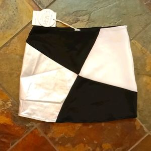 Black white and silver blocked mini skirt